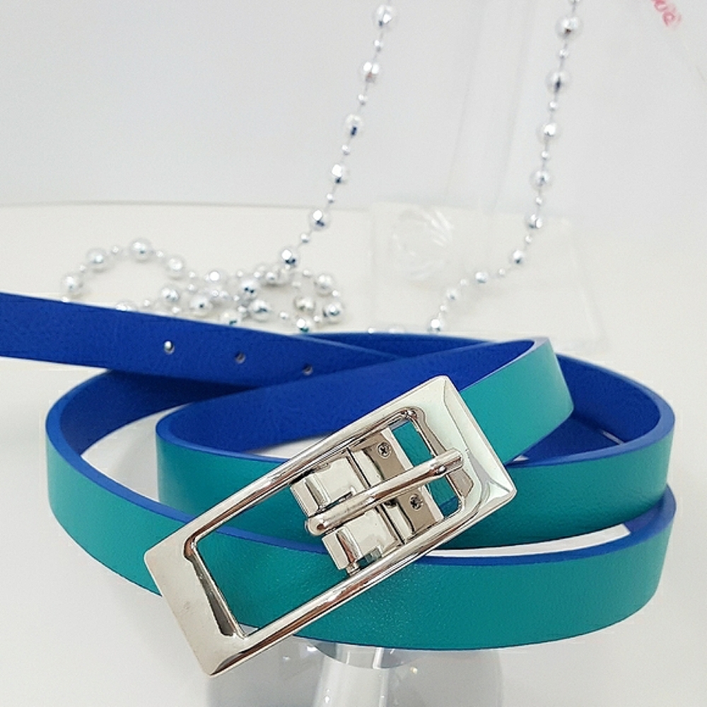 Double Face💙Reversible💚Belt | Blue Green Leather